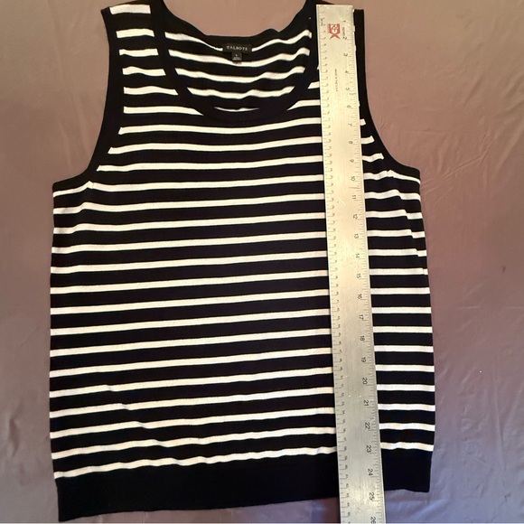 Talbots Black/White Sleeveless Striped Sweater Tank Top Size Large - Picture 7 of 7